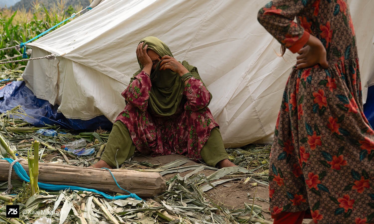 A woman weeps for loved ones lost in the earthquake, a reminder that behind every statistic are women carrying the heaviest burdens.