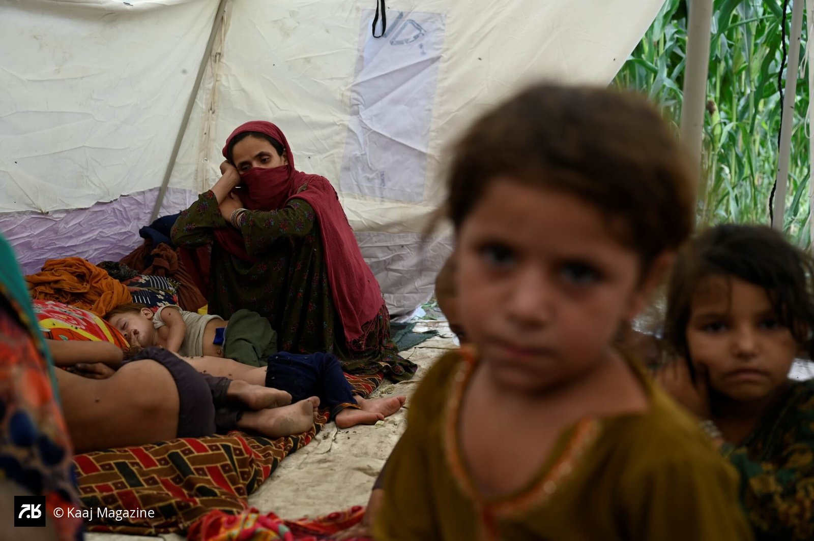 In Vadir village, three emergency tents stand amid the wreckage, offering fragile shelter to women and children who survived the earthquake. Photographed by Kaaj Magazine