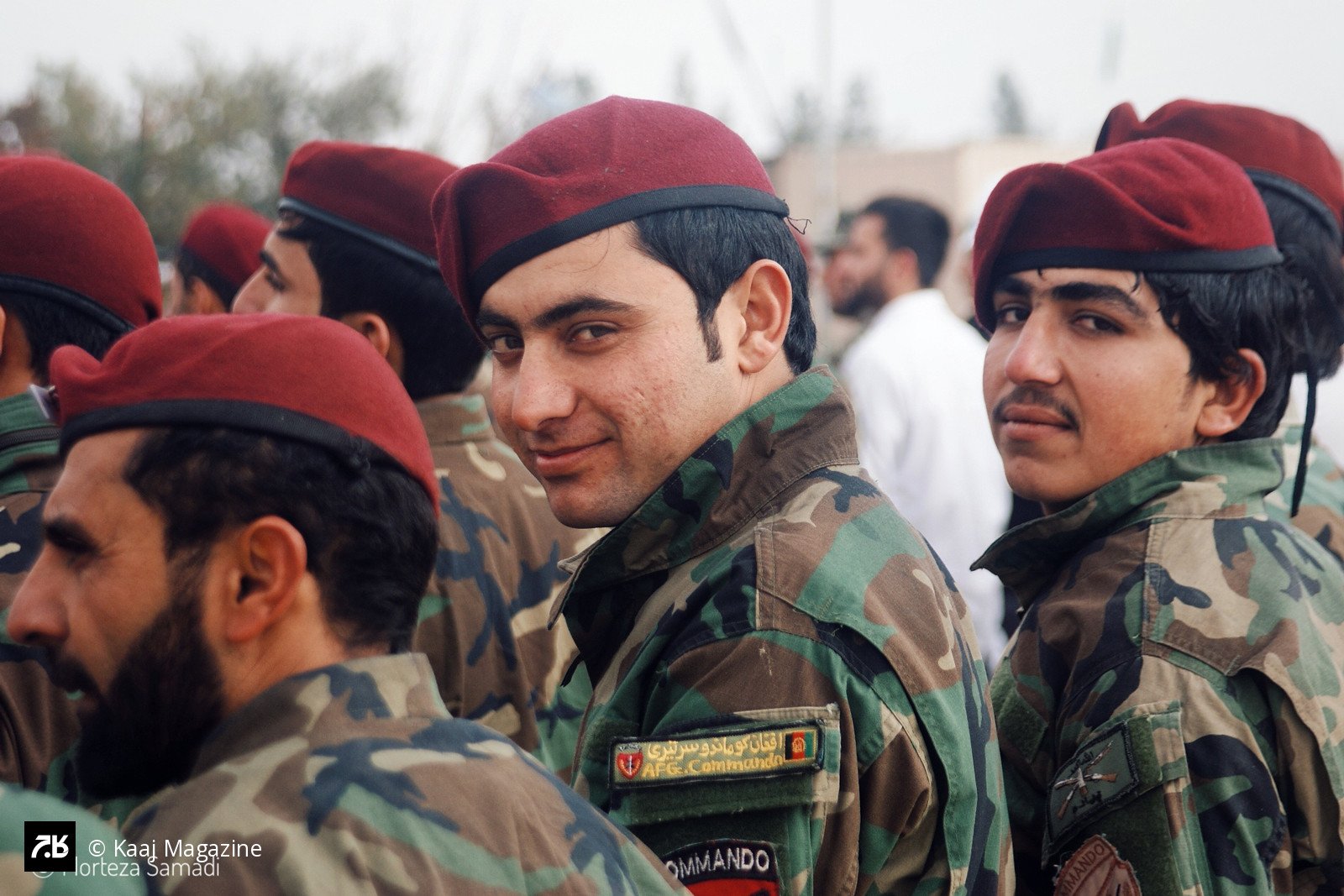 Afghan commando soldiers in maroon berets